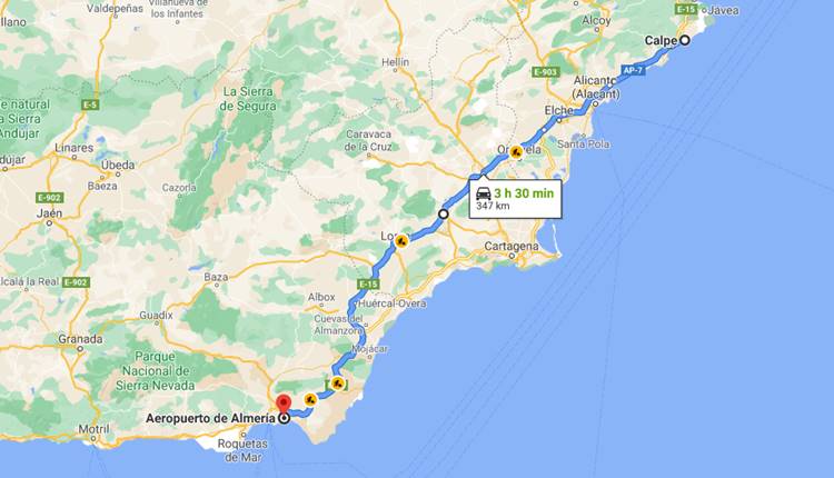 How to go from Almería Airport to Calpe?