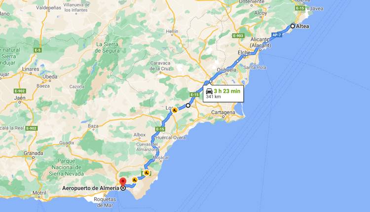 How to get from Almeria airport to Altea?