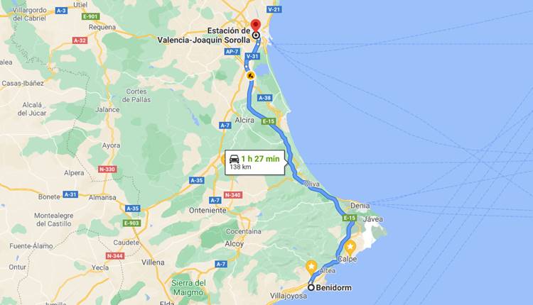 ¿Cómo llegar desde la Estación de tren de Valencia a Benidorm?