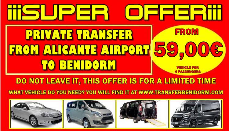 How much does a taxi from Alicante airport to Benidorm cost? € 59