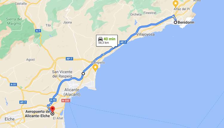 How to get from Alicante Airport to Benidorm?
