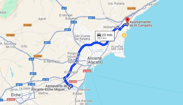 ¿Cómo llegar del aeropuerto de Alicante a Campello? www.transferbenidorm.com